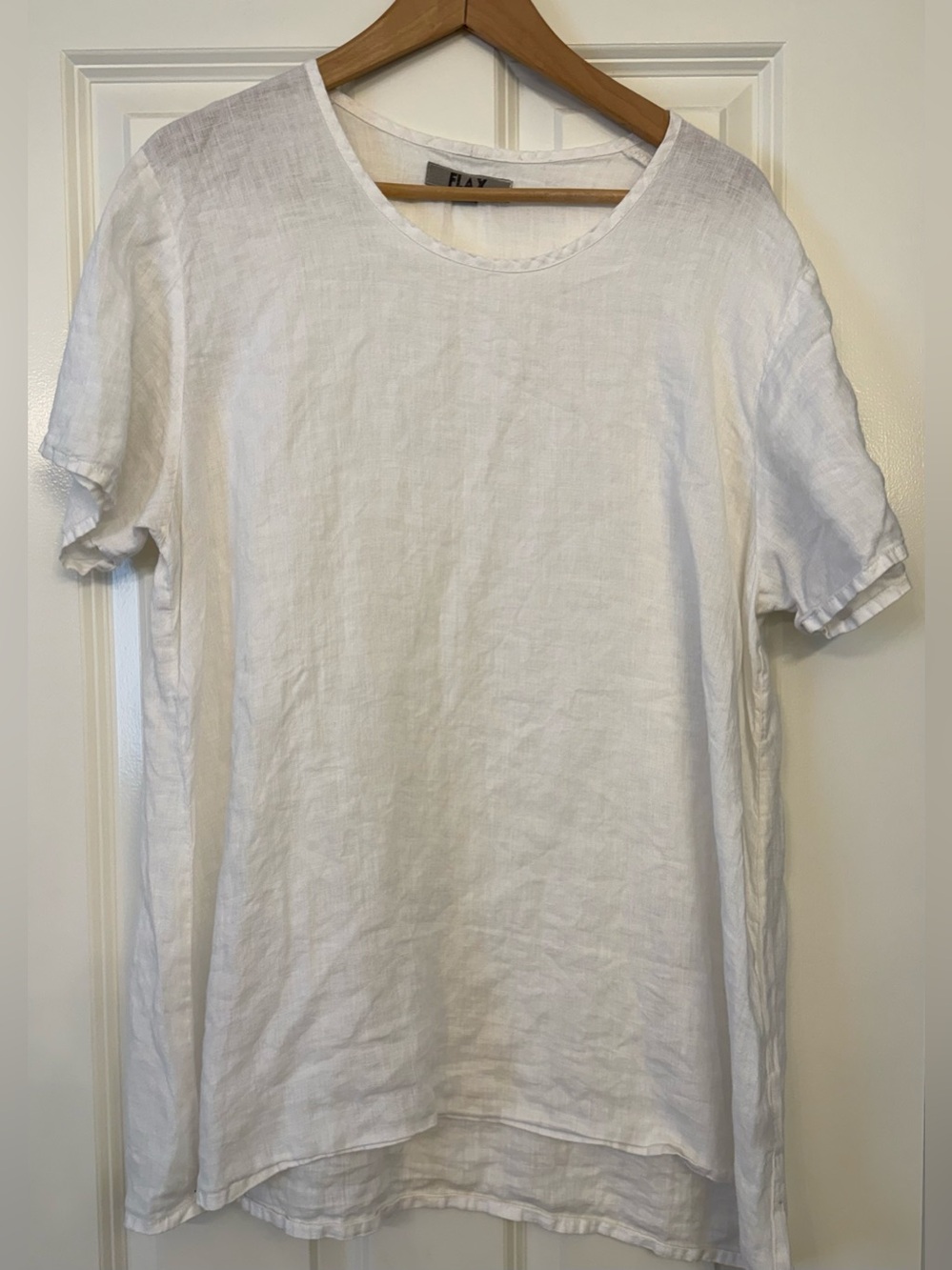 FLAX 100% Linen Top Relaxed Fit Boho Minimalist Natural Fiber Shirt size Medium